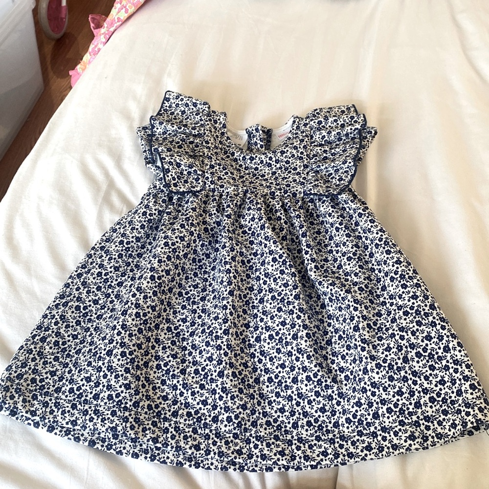 Zara 12-18 months blue and white dress EUC
